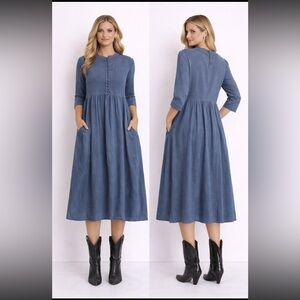 Women's YOUGA Hand Made Costum Dress Blue